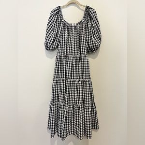 Gingham Tiered Midi Dress